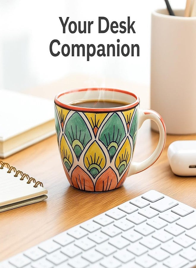 KITTENS Ceramic Mug Set of 1 - 375ml | Hand-Painted Peacock Feather Pattern | Microwave & Dishwasher Safe | Food Grade | Tea, Coffee, Snacks | Ideal Gift for Home, Office & Festive Gifting - Image 2
